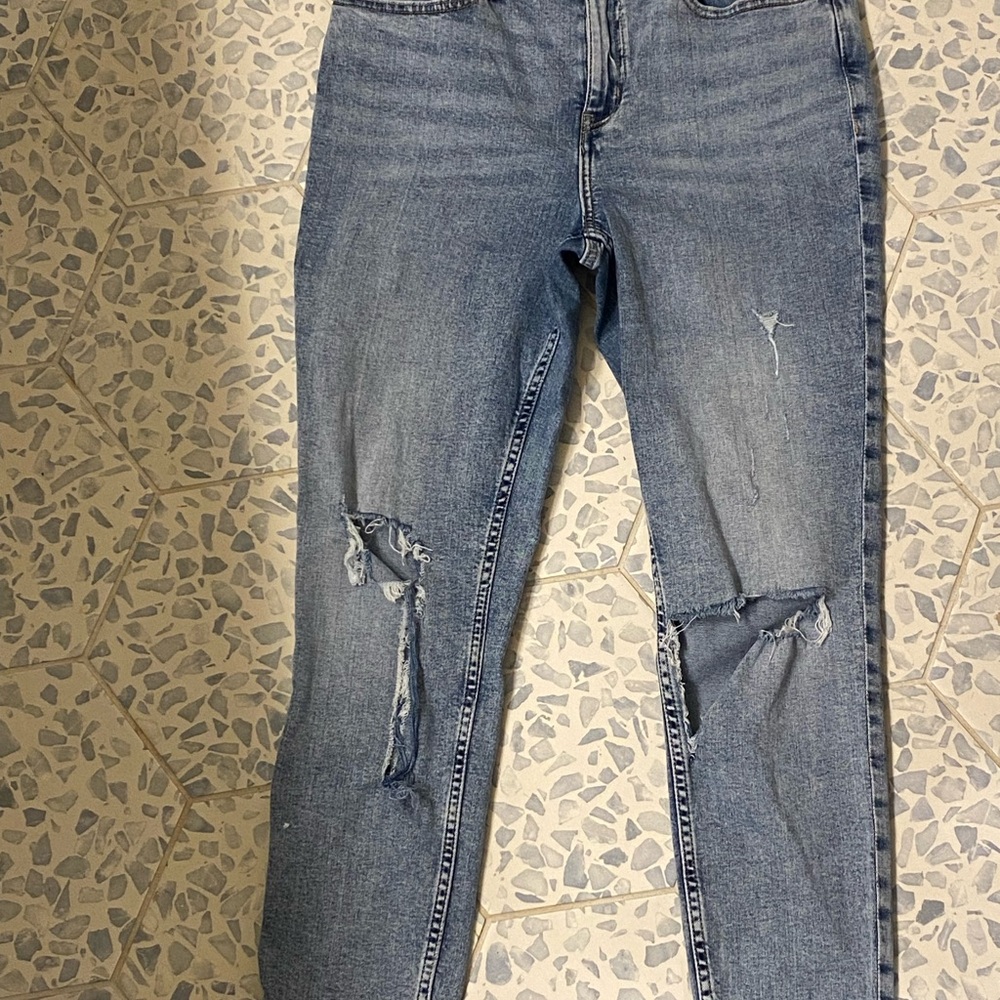 Calvin Klein Jeans Light Blue Distressed Straight Leg